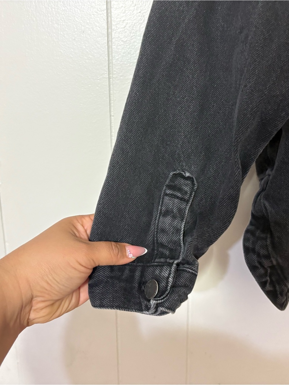 ZARA Oversized Black Denim Shacket Shirt Jacket Sz S Button Front Utility - Picture 7 of 11